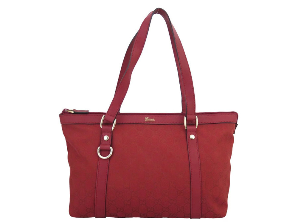 Gucci Abbey GG Canvas Leather Dark Shoulder Bag Red